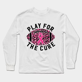 Play For A Cure Football Breast Cancer Awareness Support Leopard Print Sport Long Sleeve T-Shirt